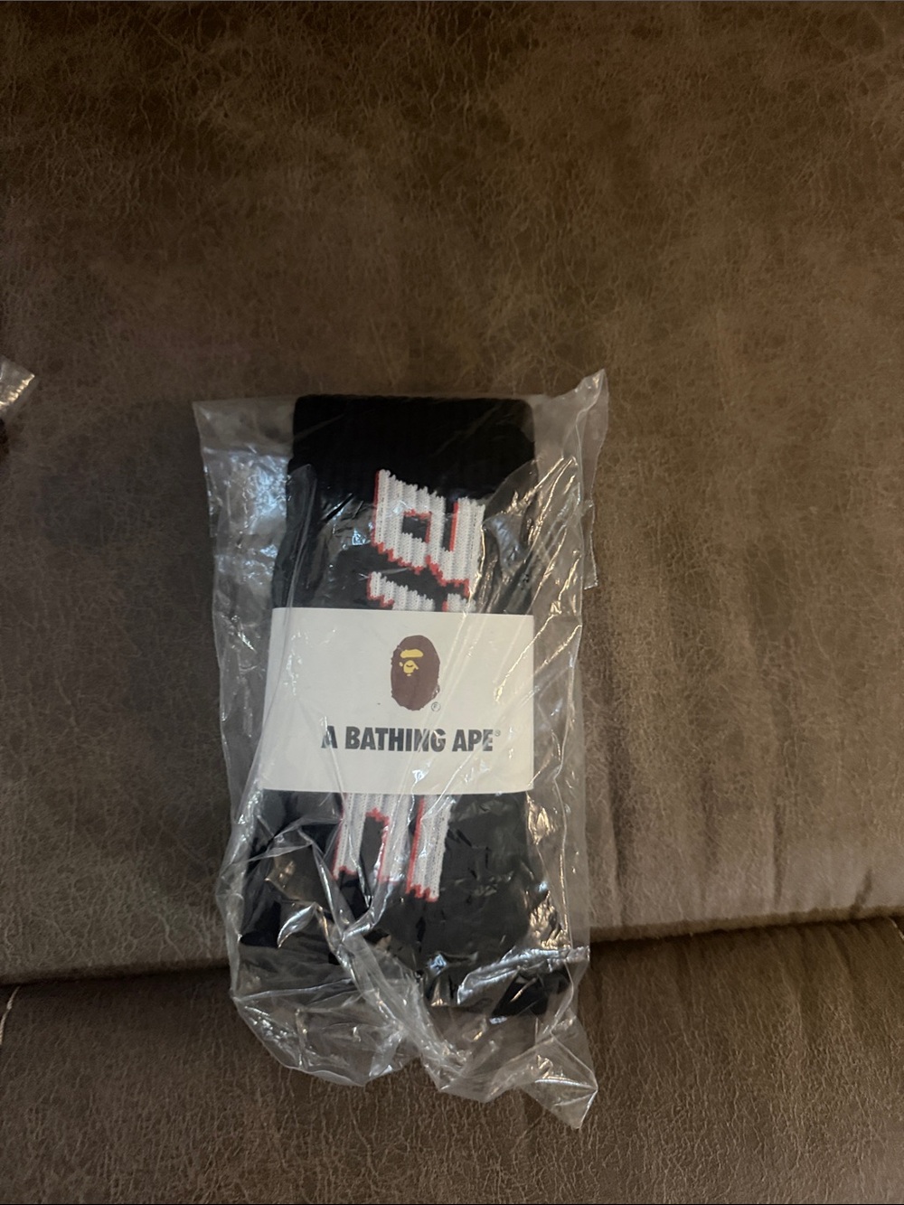 A Bathing Ape Black Logo Crew Socks